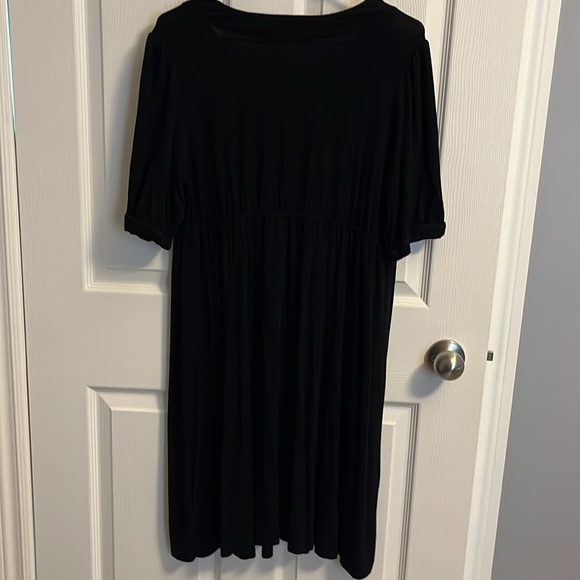 Michael Kors Black Jersey Dress Elasticized Waist Tie Detail Knee Length Large - Picture 4 of 4